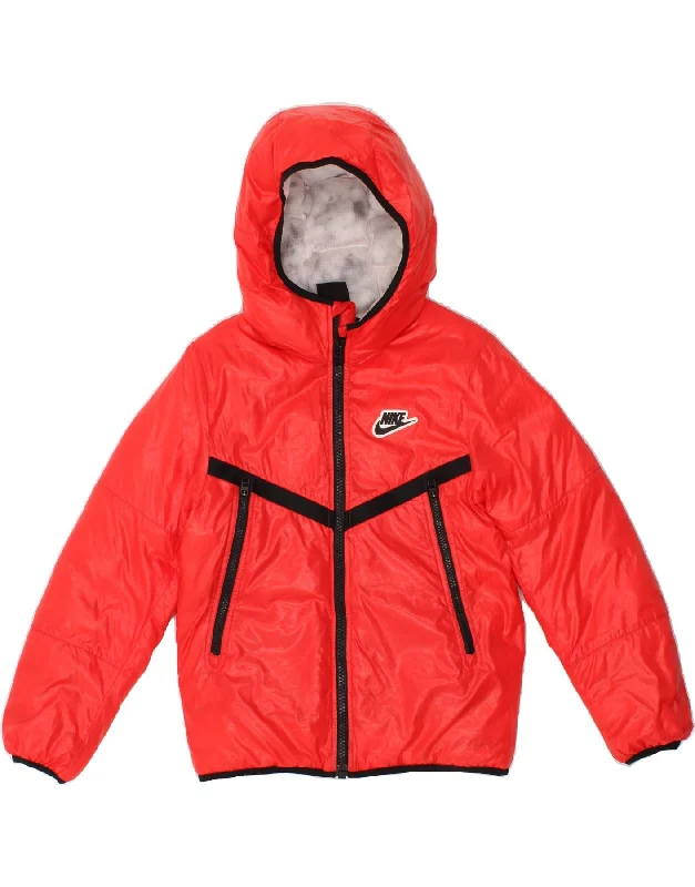 Men's Coats for Skinny MenNIKE Boys Standard Fit Hooded Padded Jacket 11-12 Years Medium Red Nylon
