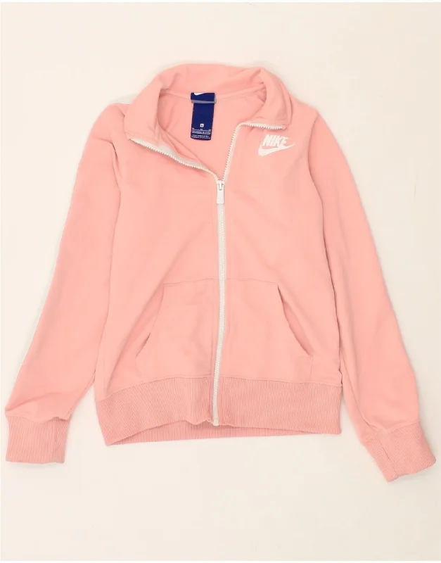 Men's Coats with Hand WarmersNIKE Girls Tracksuit Top Jacket 10-11 Years Medium Pink Colourblock
