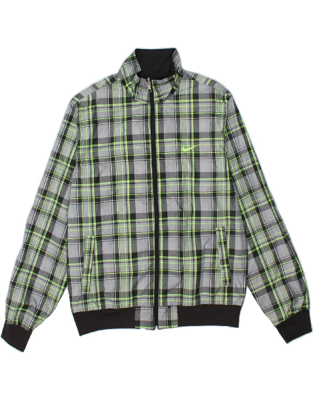 Men's Coats with Tactical FeaturesNIKE Mens Reversible Jacket UK 40 Large Grey Check Polyester