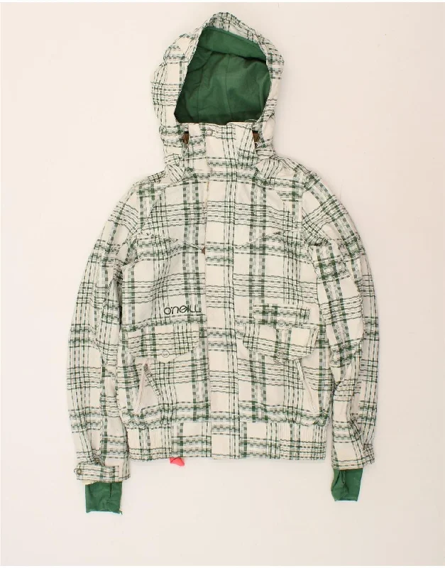 Men's Coats with Adjustable SleevesO'NEILL Mens Hooded Rain Jacket UK 36 Small White Check