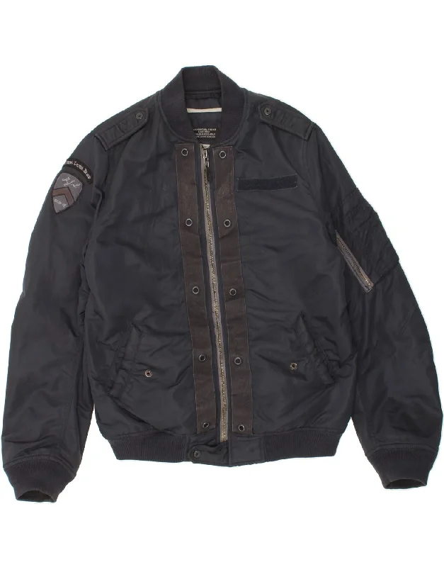 Casual Men's Bomber JacketsPEPE JEANS Mens Flight Aviator Jacket UK 40 Large Navy Blue Nylon