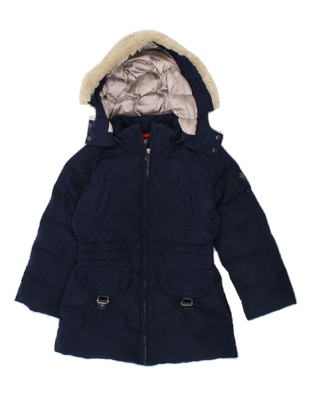 Men's Coats for AutumnPEUTEREY Girls Hooded Padded Jacket 4-5 Years Navy Blue Polyester