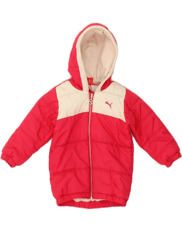 Men's Coats for RunningPUMA Baby Girls Hooded Padded Jacket 18-24 Months Red Colourblock