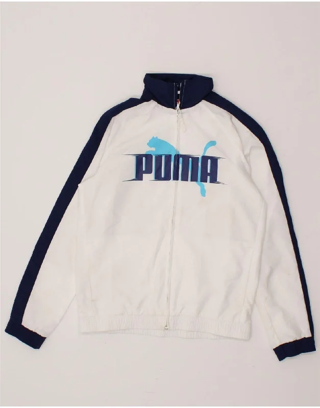 Men's Coats with Vintage StylePUMA Boys Graphic Tracksuit Top Jacket 11-12 Years Large  White