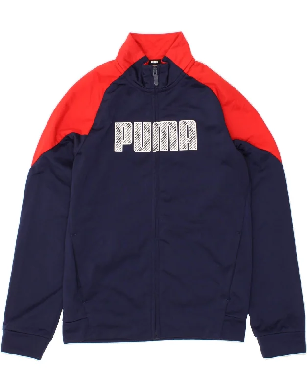 Men's Coats with Adjustable SleevesPUMA Boys Graphic Tracksuit Top Jacket 11-12 Years Navy Blue Colourblock