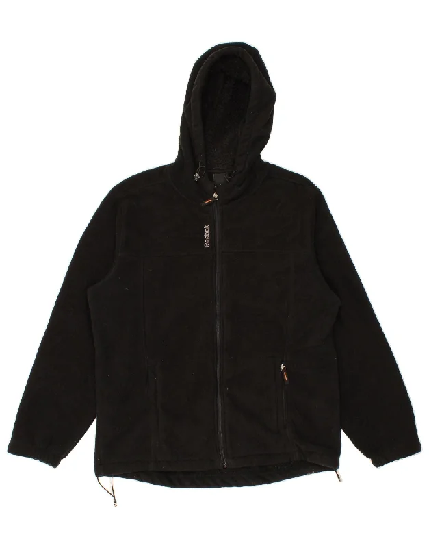 Modern Men's Field JacketsREEBOK Mens Hooded Fleece Jacket UK 40 Large Black Polyester