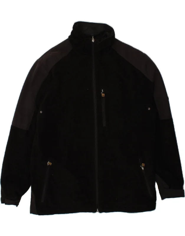 Men's Coats with Contrast StitchingROADSIGN Mens Fleece Jacket UK 46 3XL Black Polyester
