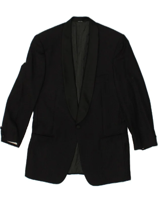 Men's Coats with LiningROBERTA DI CAMERINO Mens 1 Button Blazer Jacket IT 48 Medium Black Wool