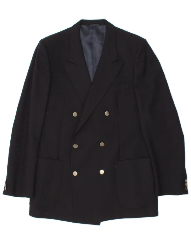 Luxurious Men's Cashmere CoatsSAN REMO Mens Double Breasted Blazer Jacket IT 50 Large Navy Blue