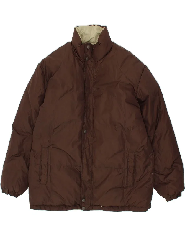 Men's Coats for Big and TallSERGIO VALENTINO Mens Reversible Padded Jacket UK 44 2XL Brown Nylon