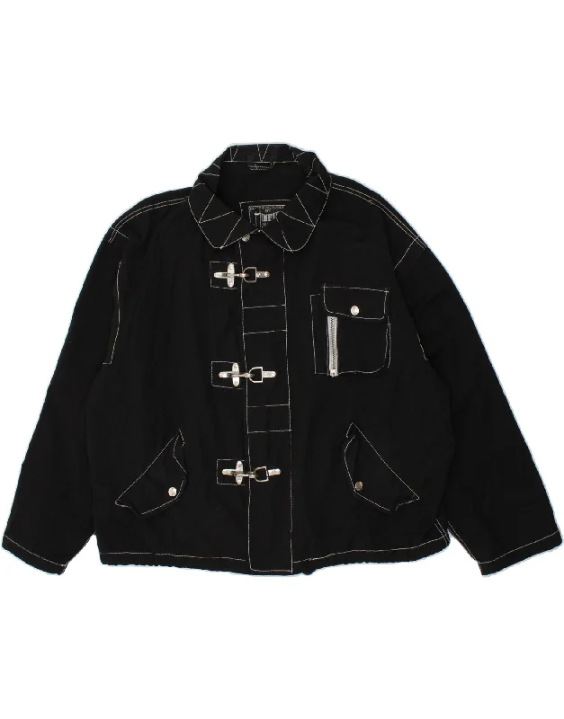 Men's Coats for HikingSINFUL Mens Oversized Duffle Jacket UK 38 Medium Black Cotton