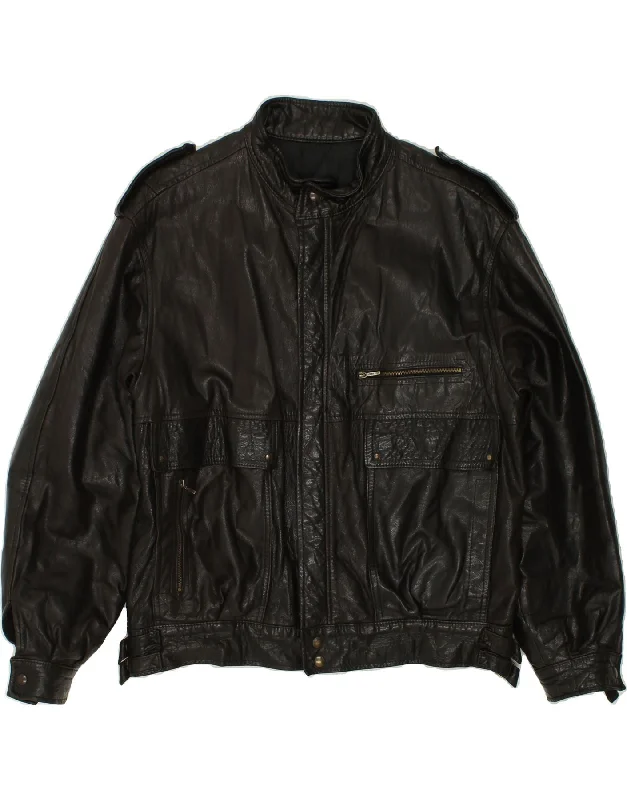 Unique Men's Flight JacketsVERA PELLE Mens Military Leather Jacket UK 40 Large Brown Leather