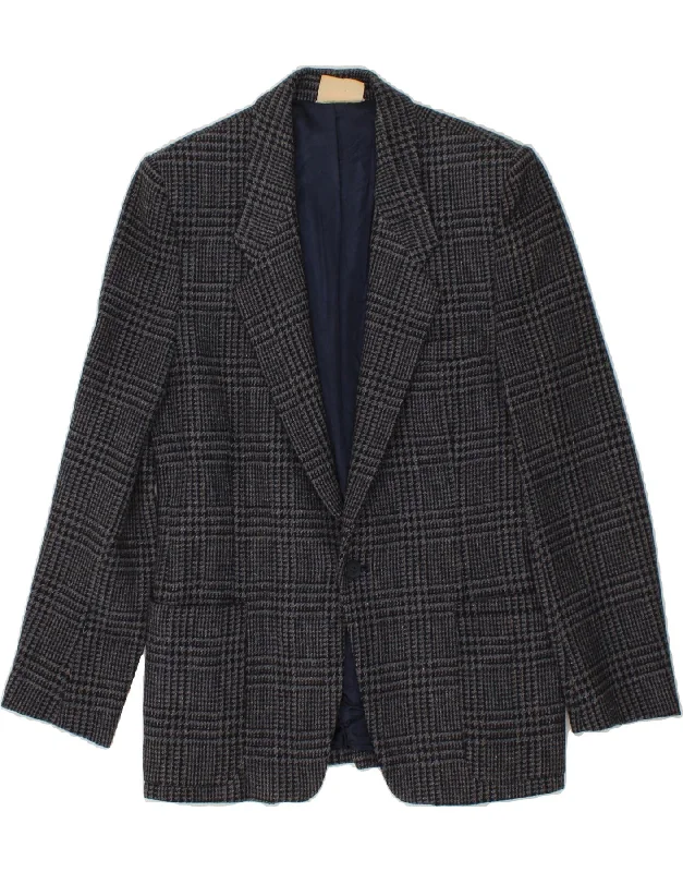 Men's Coats with Embroidered DetailsVINTAGE Mens 1 Button Blazer Jacket UK 38 Medium Grey Houndstooth