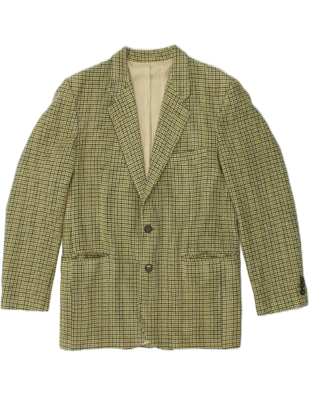Men's Coats for WorkVINTAGE Mens 2 Button Blazer Jacket IT 48 Medium Green Houndstooth Wool