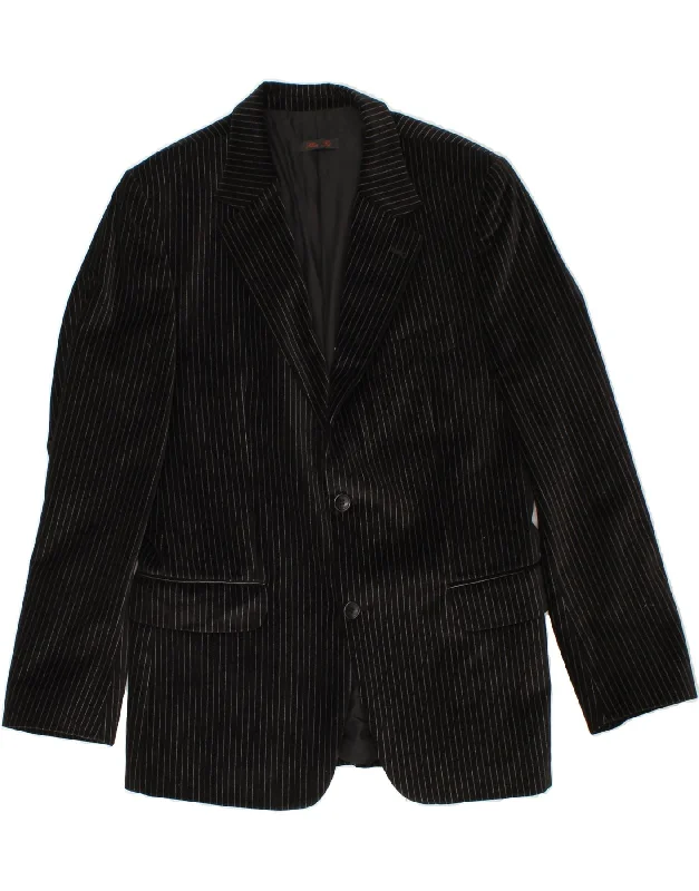 Men's Coats with Magnetic ClosuresVINTAGE Mens 2 Button Blazer Jacket IT 50 Large Black Striped Cotton