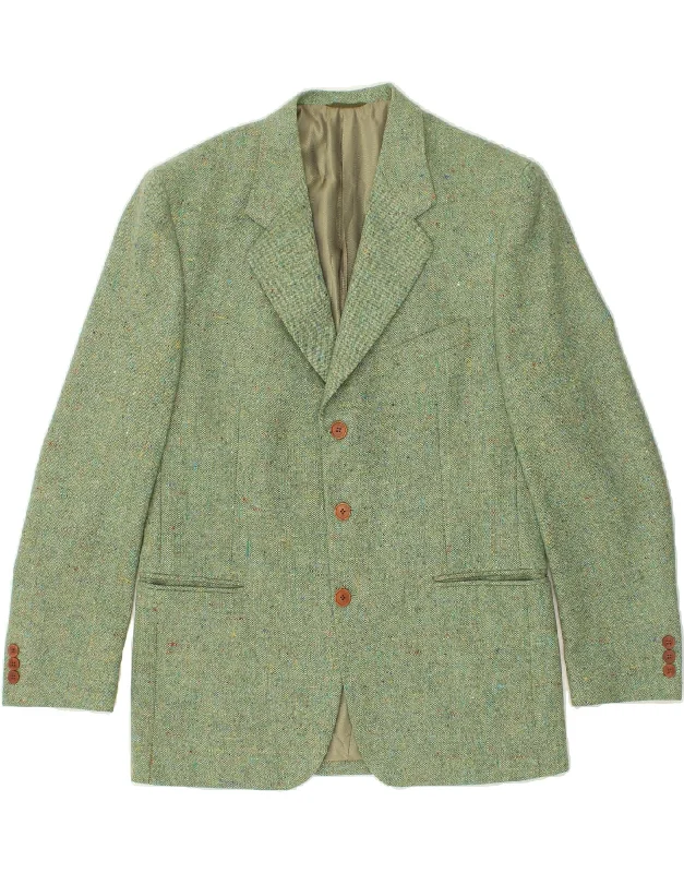 Men's Coats for Ice FishingVINTAGE Mens 3 Button Blazer Jacket IT 50 Large Green Flecked Wool