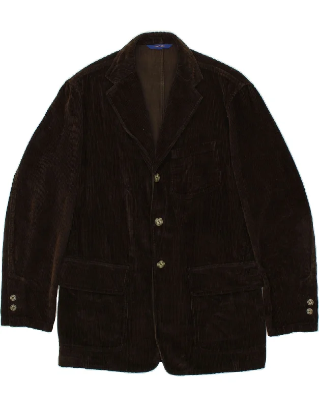 Men's Coats with Tactical FeaturesVINTAGE Mens 3 Button Corduroy Blazer Jacket IT 48 Medium Brown Cotton