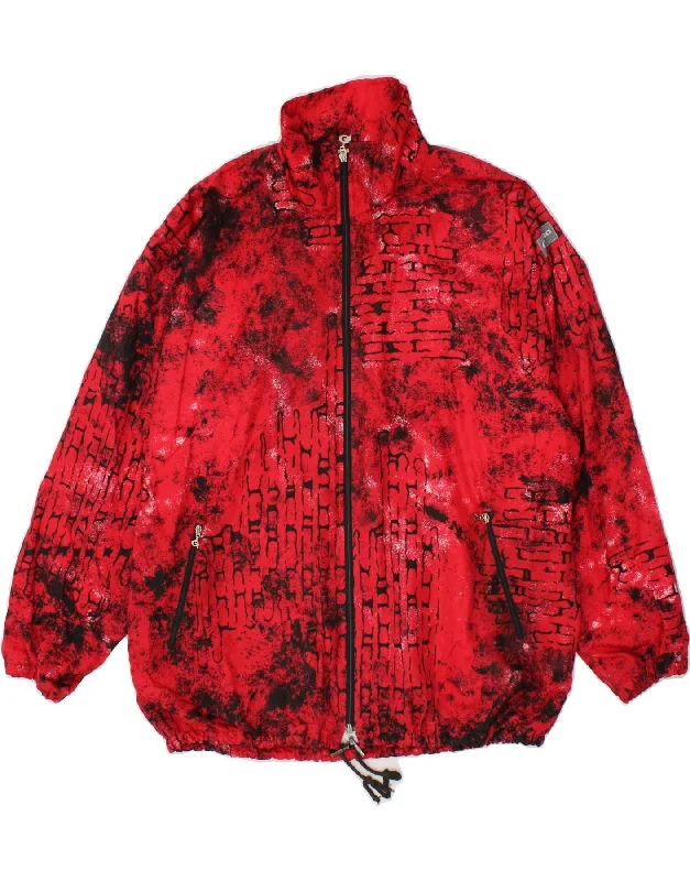 Men's Coats for SpringVINTAGE Mens Abstract Pattern Rain Jacket UK 42 XL Red