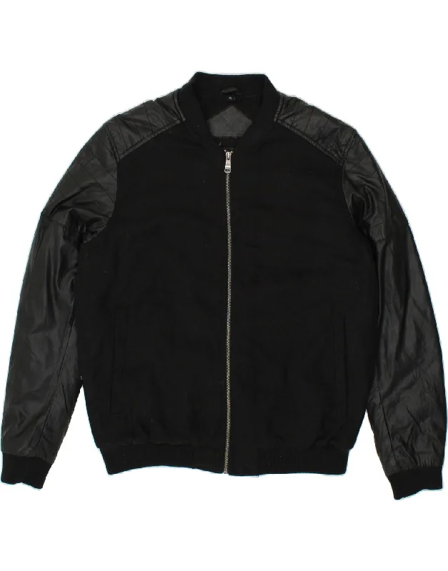 Essential Men's Puffer JacketsVINTAGE Mens Bomber Jacket UK 42 XL Black Polyester