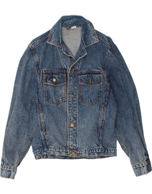 Versatile Men's Pea CoatsVINTAGE Mens Denim Jacket IT 46 Small Blue Cotton