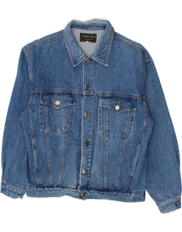 Men's Coats with Contrast StitchingVINTAGE Mens Denim Jacket UK 38 Medium Blue Cotton