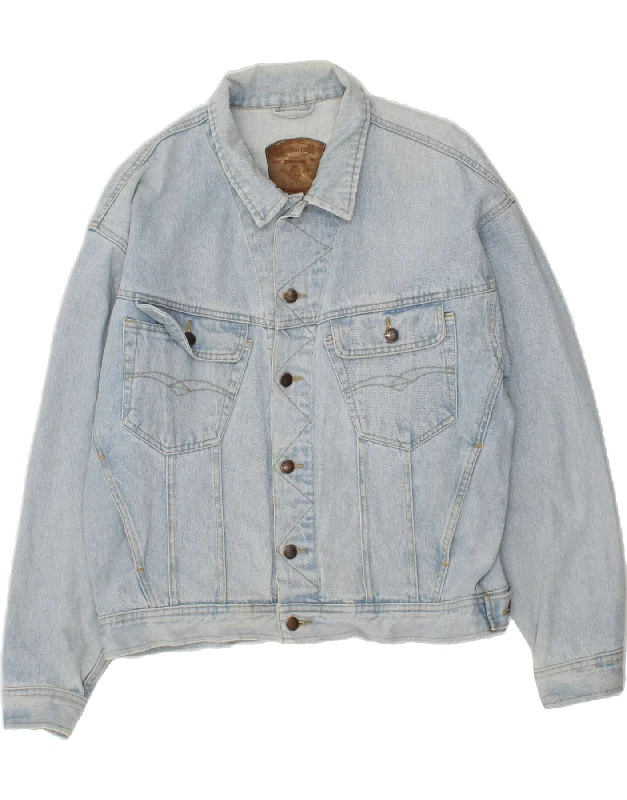 Men's Coats with Convertible CollarsVINTAGE Mens Denim Jacket UK 40 Large Blue Cotton
