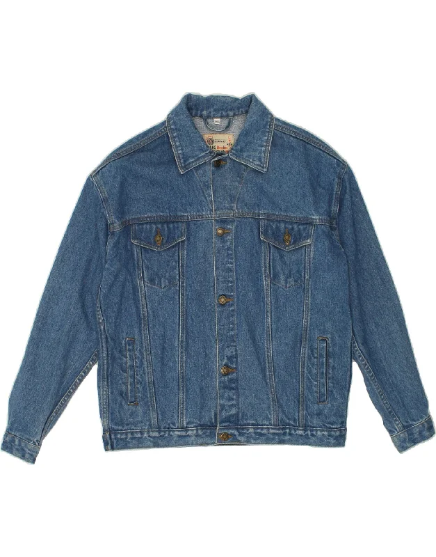 Stylish Men's Biker JacketsVINTAGE Mens Denim Jacket UK 40 Large Blue Cotton