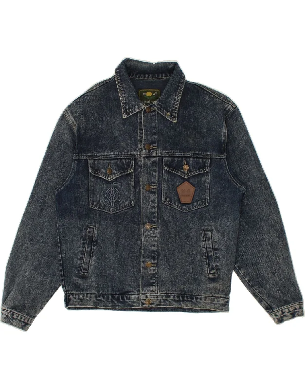 Men's Coats with Patchwork DesignsVINTAGE Mens Denim Jacket UK 40 Large Navy Blue Cotton