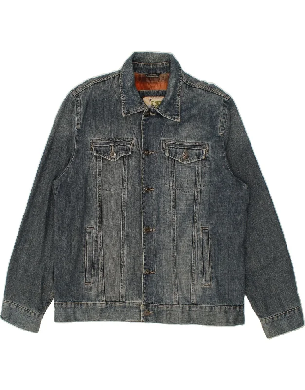 Men's Coats with Reflective StripesVINTAGE Mens Denim Jacket UK 44 2XL Blue