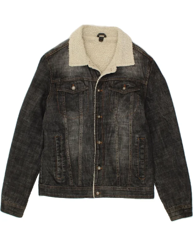 Men's Coats with LiningVINTAGE Mens Denim Sherpa Jacket UK 42 XL Navy Blue Cotton