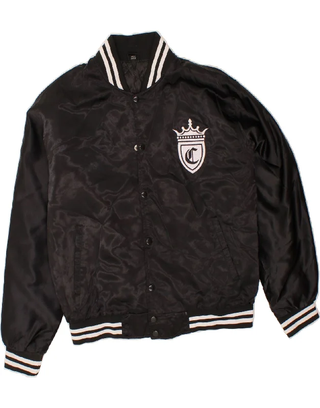 Men's Coats with Flannel LiningVINTAGE Mens Graphic Bomber Jacket UK 38 Medium Black