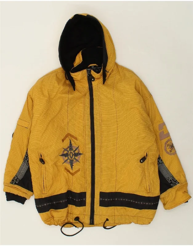Waterproof Men's ParkasVINTAGE Mens Graphic Hooded Windbreaker Jacket UK 44 2XL Yellow Striped