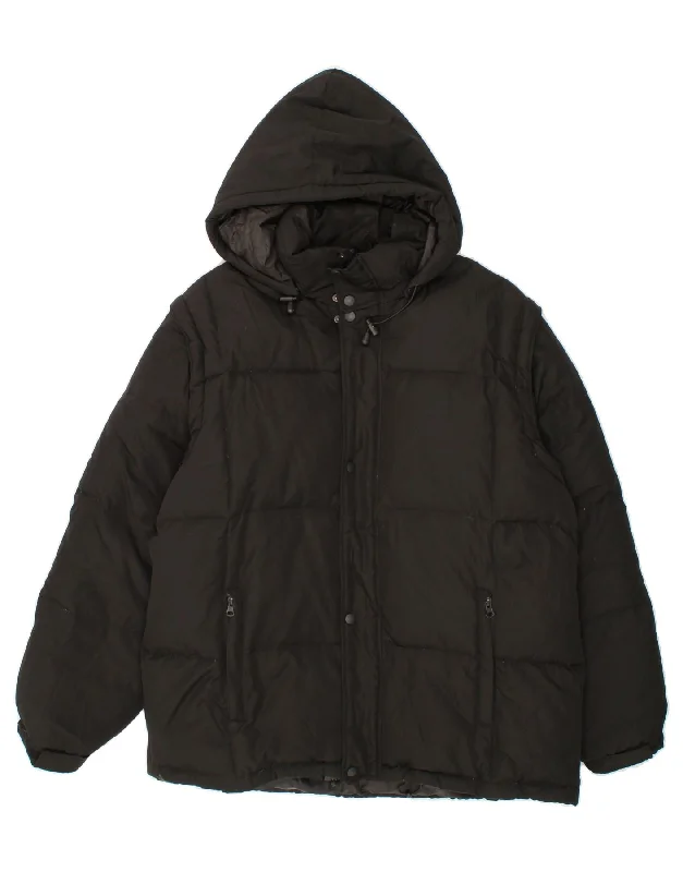 Men's Coats for Dressy OccasionsVINTAGE Mens Hooded Padded Jacket UK 40 Large Black Polyester