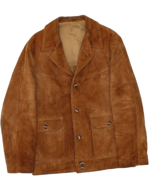Men's Coats for Snowy WeatherVINTAGE Mens Leather Jacket IT 48 Medium Brown