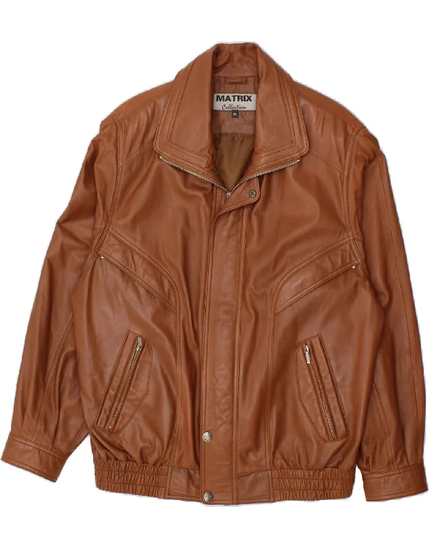 Men's Coats for Everyday WearVINTAGE Mens Leather Jacket IT 50 Large Brown Leather