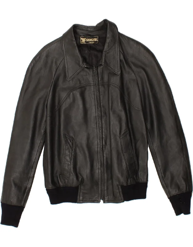 Men's Coats with Embroidered DetailsVINTAGE Mens Leather Jacket UK 38 Medium Black