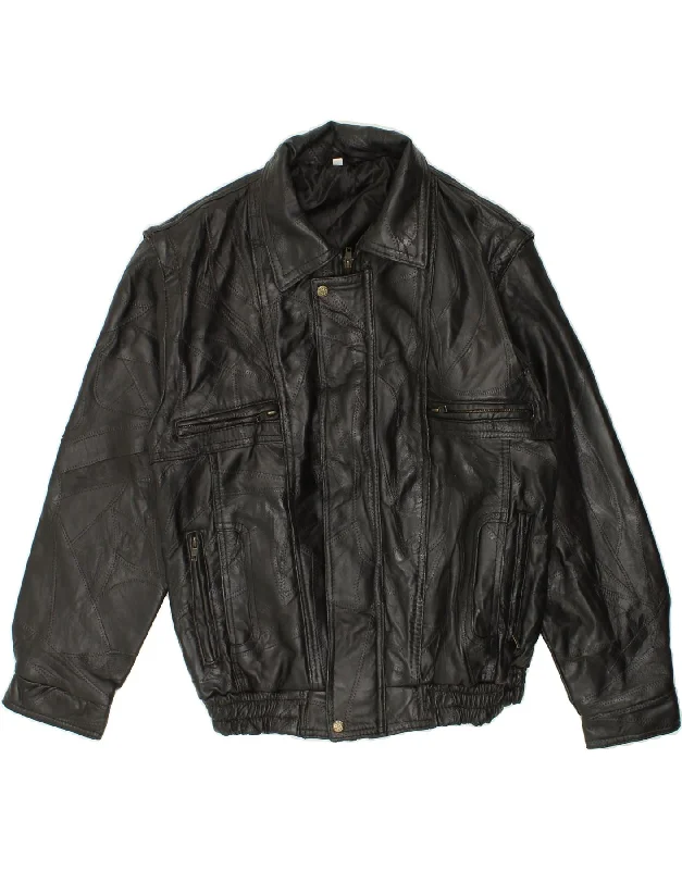 Warm Men's Down JacketsVINTAGE Mens Leather Jacket UK 38 Medium Black Leather