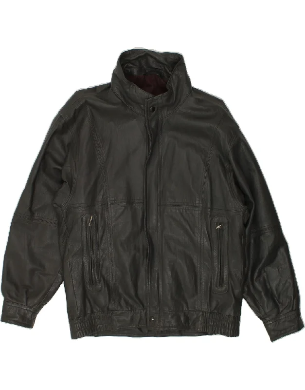 Unique Men's Flight JacketsVINTAGE Mens Leather Jacket UK 38 Medium Grey Leather