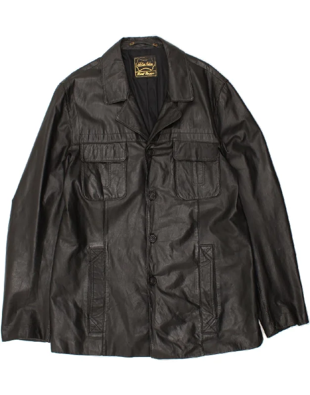 Men's Coats with Breathable FabricVINTAGE Mens Leather Jacket UK 40 Large Black Leather