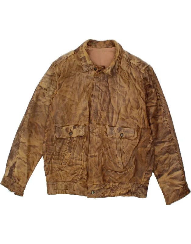 Men's Coats for City WearVINTAGE Mens Leather Jacket UK 40 Large Brown