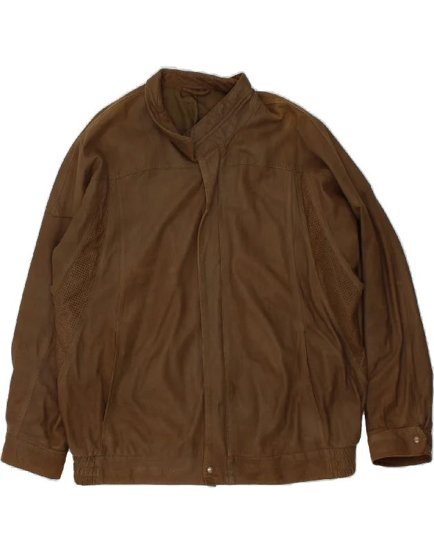 Men's Coats with Wind-Resistant FabricVINTAGE Mens Leather Jacket UK 40 Large Brown