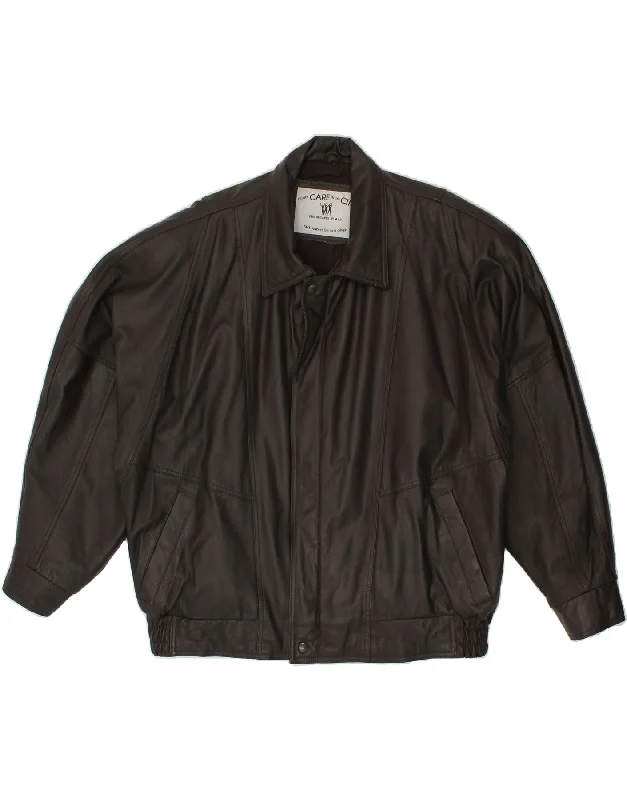 Lightweight Men's WindbreakersVINTAGE Mens Leather Jacket UK 42 XL Black Polyester