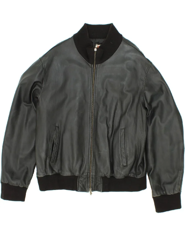 Casual Men's Bomber JacketsVINTAGE Mens Leather Jacket UK 44 2XL Black Leather