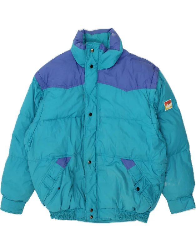 Men's Coats with Inner PocketsVINTAGE Mens Padded Jacket UK 42 XL Blue Colourblock Polyester