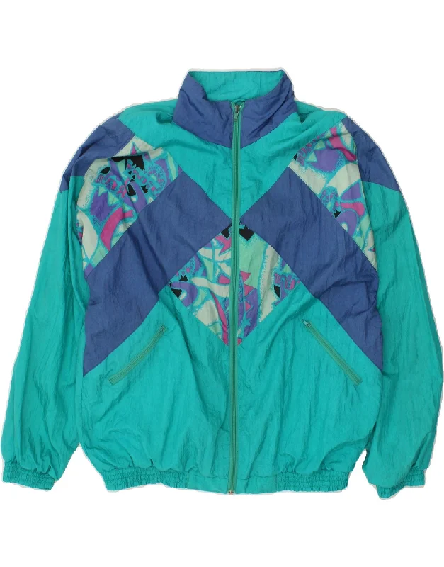 Men's Coats for Winter SportsVINTAGE Mens Rain Jacket UK 40 Large Blue Colourblock Polyamide