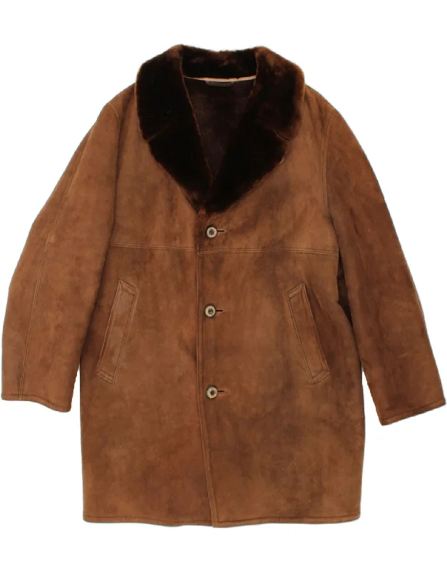 Men's Coats for AutumnVINTAGE Mens Shearling Jacket UK 40 Large Brown