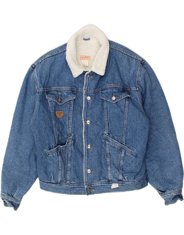 Men's Coats for RunningVINTAGE Mens Sherpa Denim Jacket UK 42 XL Blue Cotton