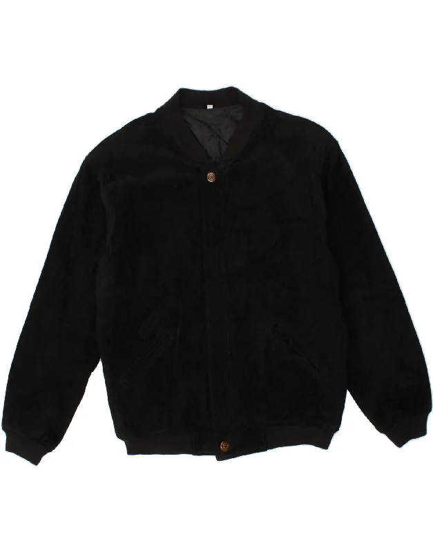 Men's Coats for Rainy WeatherVINTAGE Mens Suede Bomber Jacket UK 36 Small Black Leather