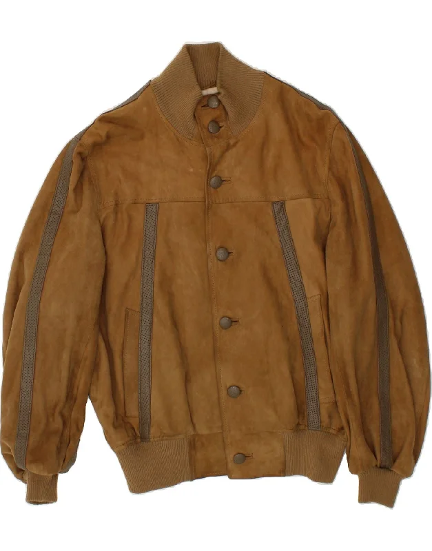 Men's Coats for Tall MenVINTAGE Mens Suede Bomber Jacket UK 38 Medium Brown