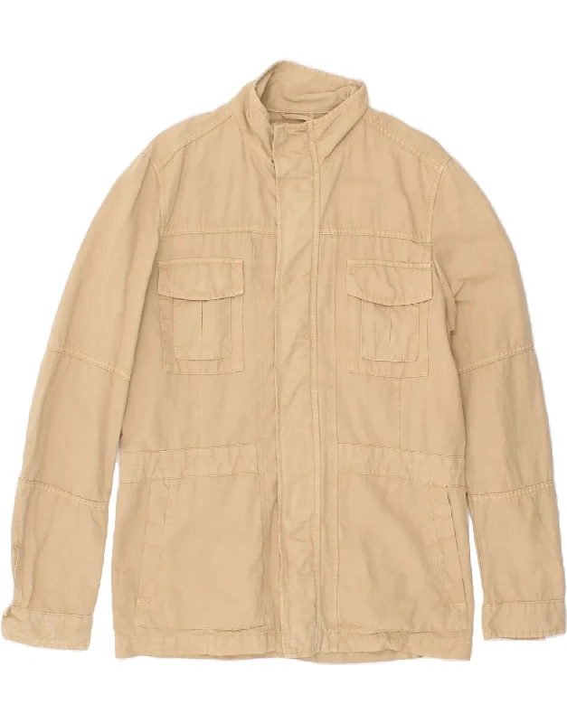 Men's Coats for HikingVINTAGE Mens Utility Jacket IT 50 Large Beige Cotton